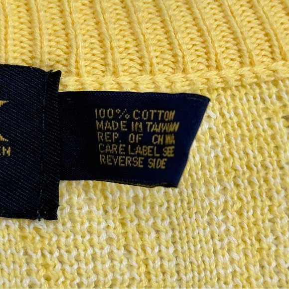 *Vintage Men’s LeRoy 1X Big Yellow/White Cotton V-Neck Sweater - Picture 9 of 10